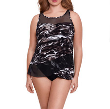 Miraclesuit Plus Size Tempest Mirage Underwire Drape-Front Tankini Top MSRP 154
