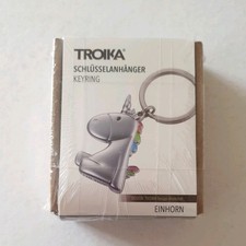 Troika Unicorn Keyring Cast Metal / Enamel, Chrome Plated, New Sealed in Box