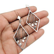 Solid 925 Sterlingsilber Umwerfend Statement Lange Ohrringe Handmade Schmuck