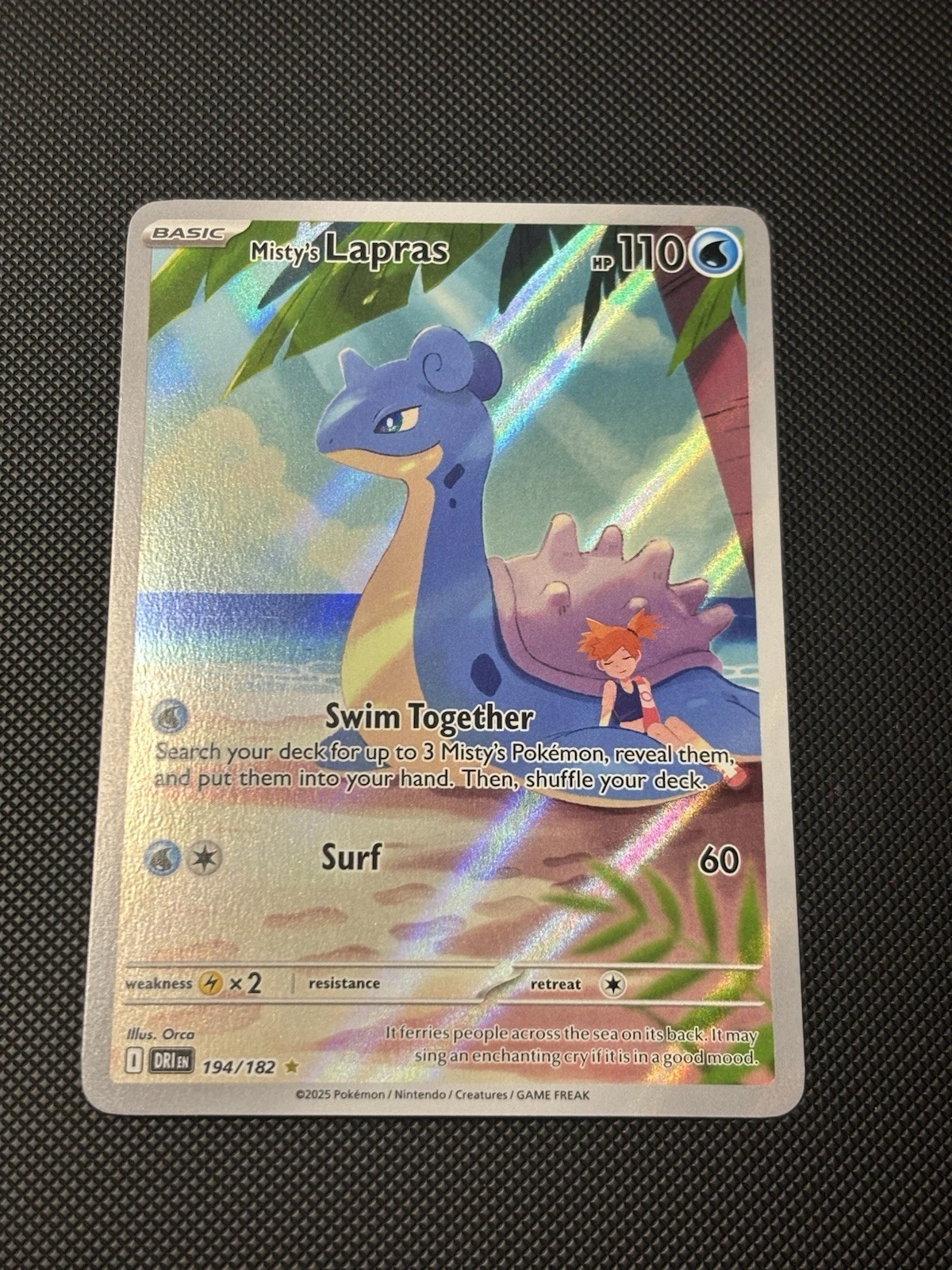 Pokémon TCG Destined Rivals Misty's Lapras Illustration Rare Card 194/182 NM