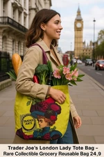 Trader Joe’s London Lady Tote Bag Reusable Grocery Shopper Rare Collectible