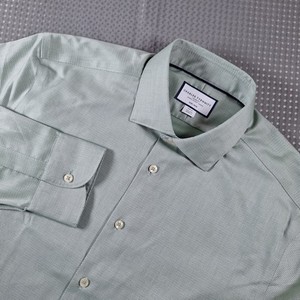 Charles Tyrwhitt Dress Shirt Size EU42 16.5 Green Slim Fit Non Iron