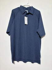 Oobe Polo Shirt Mens Large Blue Striped Hydrovent Performance Golf NWT
