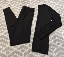 Fruit Of The Loom Black Boys Long John Thermal Shirt/Pants Set XXL 18 
