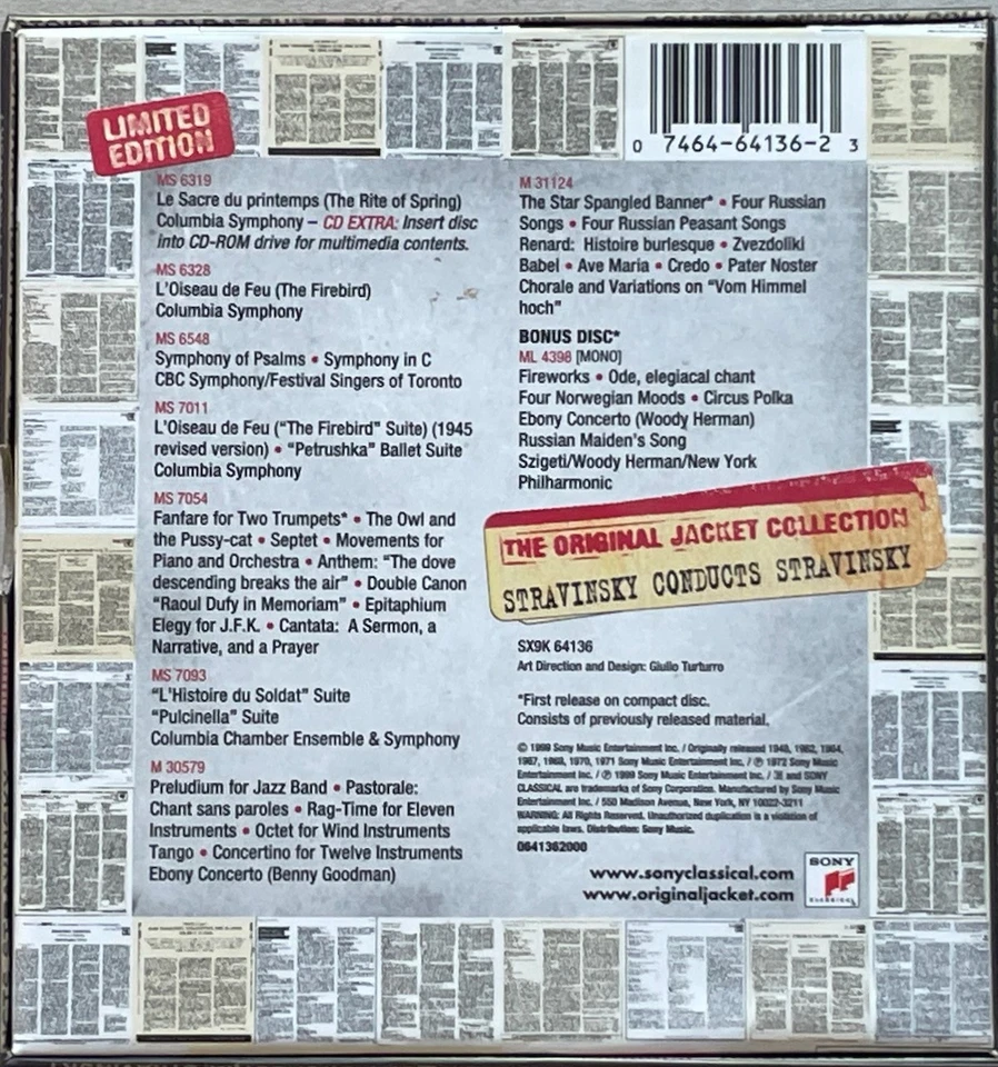 Stravinsky Conducts Stravinsky / Original Jackets / 1999 Sony 9 CD box set Foto 3 de 4
