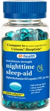 Nighttime Sleep Aid Diphenhydramine 50Mg Softgels, Maximum Strength, 160 Count