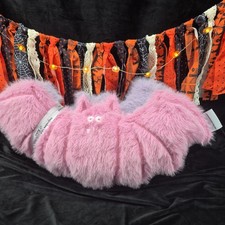 Cupcakes & Cashmere 2 Halloween Bat Pillows Faux Fur Pastel Pink Purple New