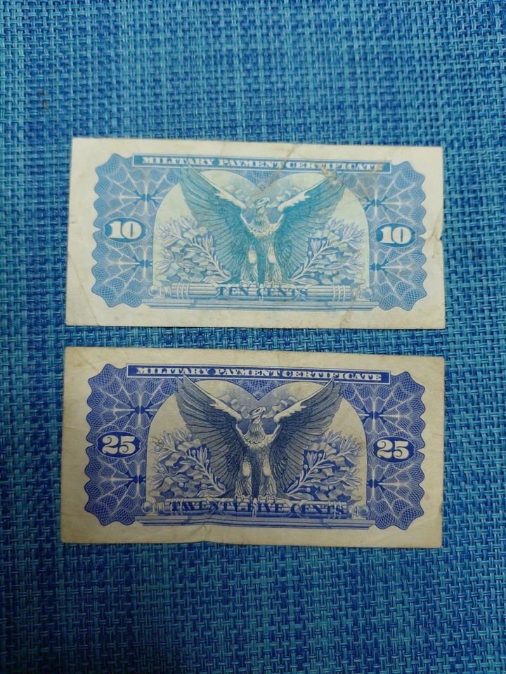 🇺🇸 USA Military Payment P-M91 series 692 10 & 25 cents 1970 banknote 110525-6 - Image 2 of 2