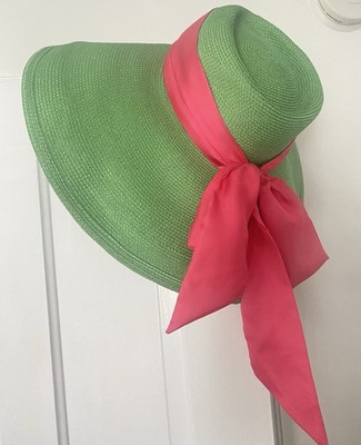Vintage Juicy Couture Green Straw Wide Brim Sun Hat with  display picture 1