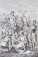 DEATH MANFRED BATTLE BENEVENTO- 1894 Best Men and Famous Women Engraving Print