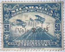 Travelstamps: Nicaragua Stamps Sc #C107, OP, Stamps .35 on .50c Airmail  Used Og