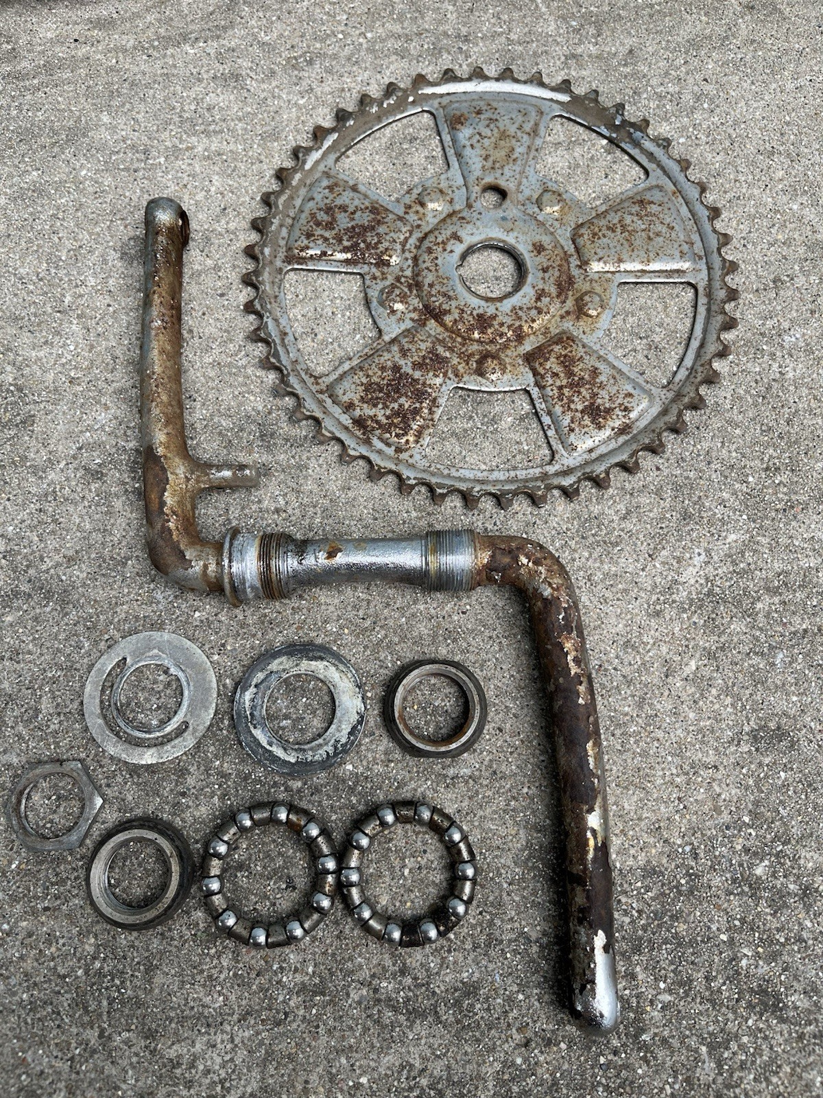 Vintage Crank Sprocket Assembly Bearings Bracket Huffy Drag Cruiser Muscle