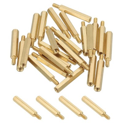 M3 Brass Hex Standoff, 25 Pcs PCB Motherboard Spacer Screw, Gold (M3 x 25mm+6mm)