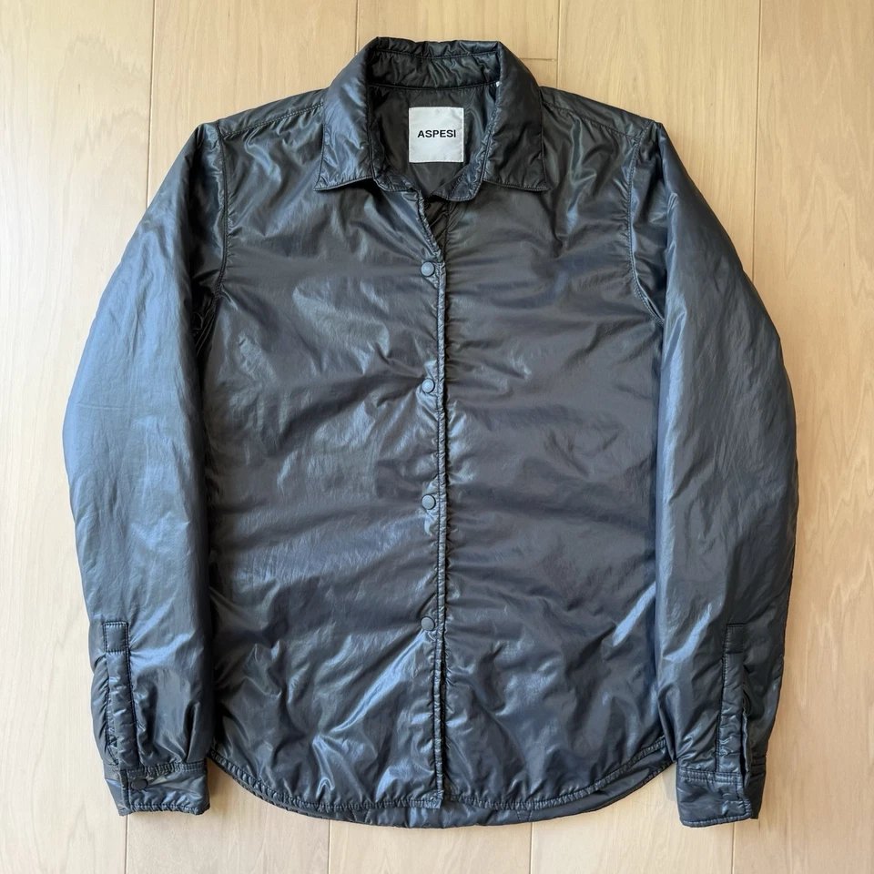 Aspesi рубашка куртка маленький темно серый черный изолированный верхняя одежда дизайнер - Изображение 2 из 4