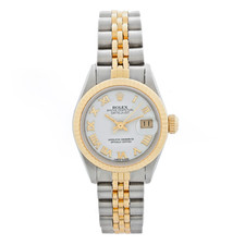 Rolex Datejust 69173 White Roman Dial Fluted Bezel Two-Tone Jubilee Bracelet