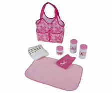 Wickeltasche 7-tlg. in gemusterten Tragetasche Puppenwickeltasche Babypuppe neu