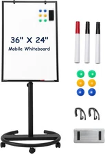 TSJ OFFICE Mobile Whiteboard Standing - 36 X 24 Inches Magnetic Dry Erase Easel,
