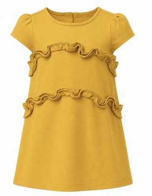 Janie And Jack Girls Dress Sz 3 Yellow Sleeveless Summer Ruffles casual cotton