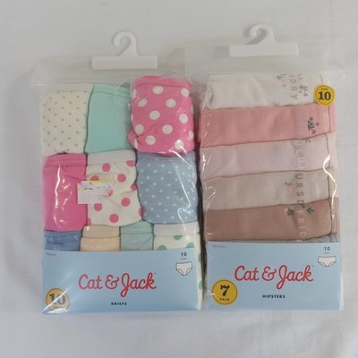 Cat & Jack Girls Underwear 17-Pack 10 Briefs Polka Dot & 7 Daily Hipsters Floral