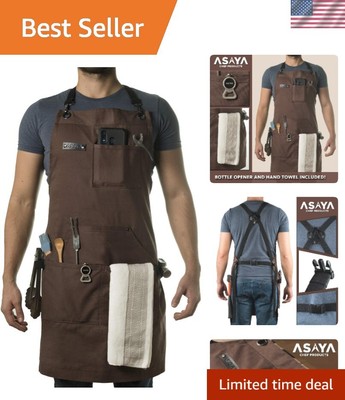 Durable Chef and BBQ Apron with Adjustable Cross-Back Straps and Storage