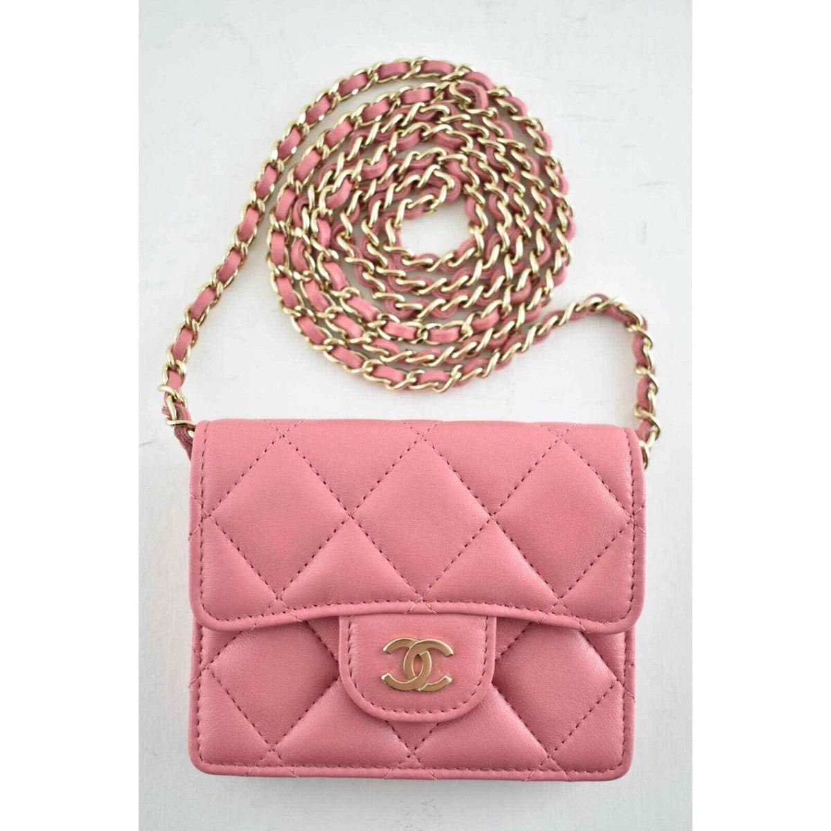 Vintage CHANEL quilted pink lamb leather backpack with golden