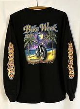 Vintage Daytona Bike Week 2005 Men's Large Dynamic Designs L/S Black T-Shirt Tee
