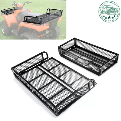 Universal For ATV Front&Rear Drop Cargo Basket Rack Storage Carrier ...