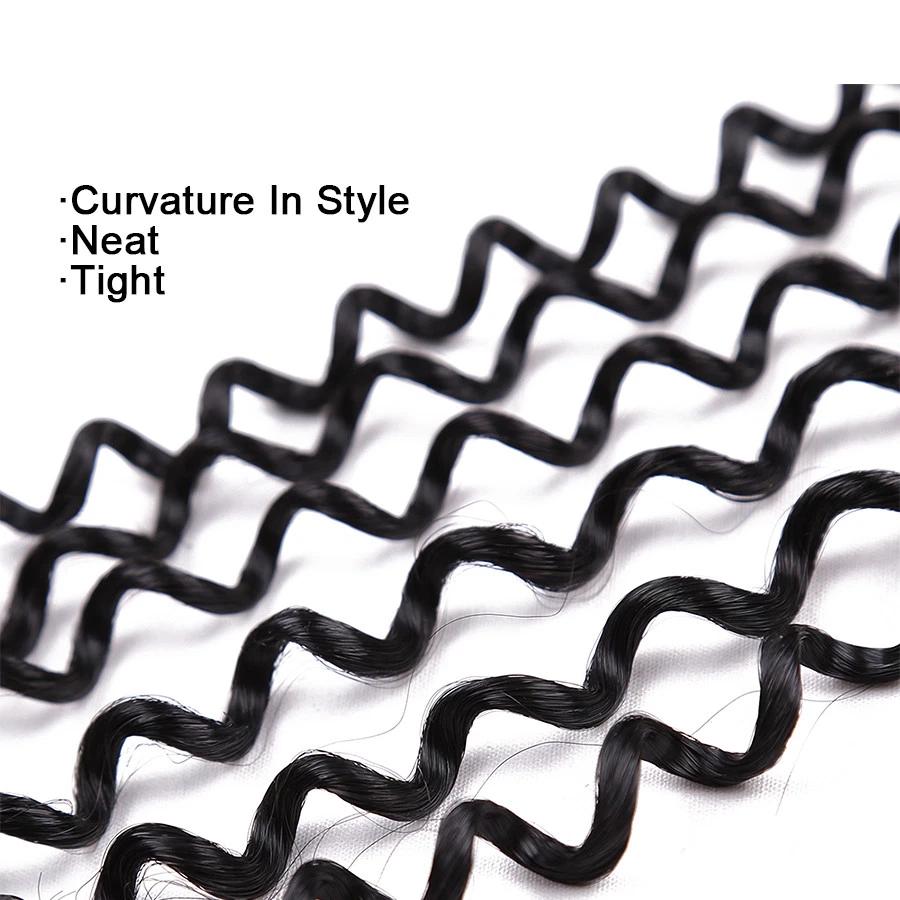 100% Real Natural Water Wave Crochet Braids Deep Curly as Human Hair Extensions - Image 3 of 4