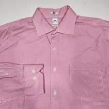 Peter Millar Nanoluxe Easy Care Men's Dress Shirt Pink Micro Check 17.5 Long XL
