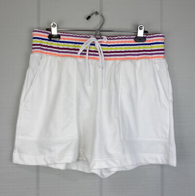 Lou Grey White Sweat Shorts Colorful Stripped Waistband