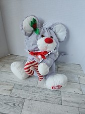 Puffalump Christmas Mouse Fisher Price 12" Plush Stuffed Animal Gray Candy Cane