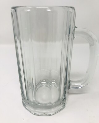 Clear Glass Beer Stein with Panel Design 14 ounce 6'' Tall