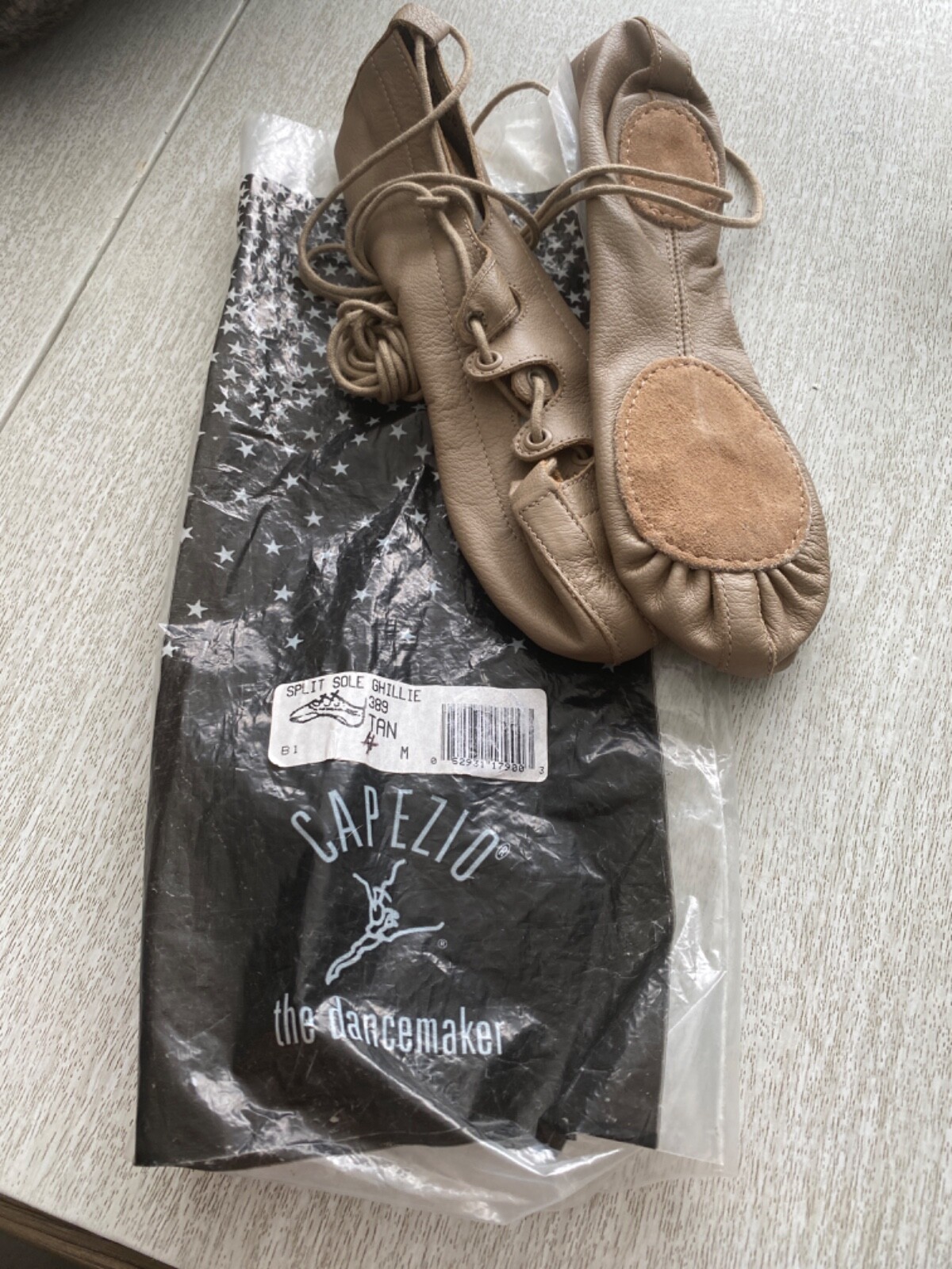 SAOLA NOS CAPEZIO Suola Split Pelle Balletto Bambino PANTOFOLA Marrone Ghillie Dance TAGLIA 4