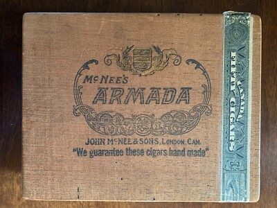 Vintage CIGAR BOX John McNee & Sons ARMADA INVINCIBLES 1910's