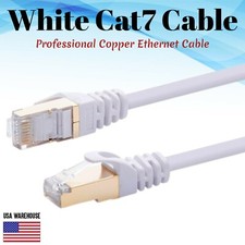 Cat7 Ethernet Patch White Cable 1.5 3 6 10 20 25 30 50 75 100 200 Lot U/FTP LAN