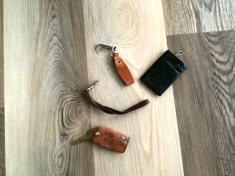 Vintage Lot Leather Keychains 1960 Pontiac, Buxton Keychain and More AS