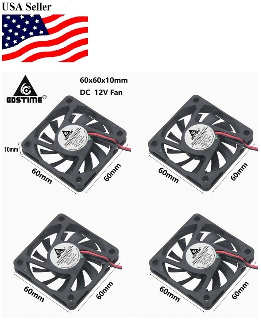 4Pcs 60mm x 10mm 12V 2Pin 60*10mm 6CM Brushless DC Cooling Heat Sinks