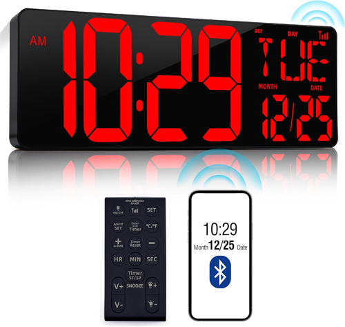 17,2" Große Digitale Wanduhr Bluetooth Auto Time Sync Digitaluhr Große Disp - Bild 9 von 12