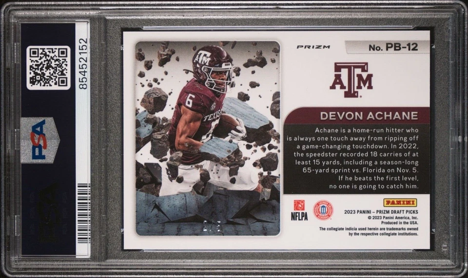 2023 Prizm Draft Picks Prizm Break Black Gold De'Von Achane 2/5 #PB12 PSA Gem 10 - Image 2 of 2