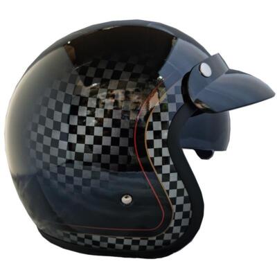 VIPER GLOSS BLACK CHEQUER 500 EVO RETRO CUSTOM CRUISER MOTORRAD FAHRRAD HELM