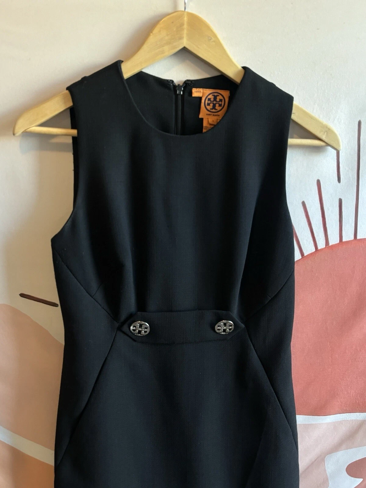 Abito TORY BURCH tubino carriera misto lana senza maniche modesto nero taglia 2