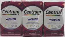 3PK Centrum Women ~ 120 Tablets Each ~ EXP 12/25+ ~ FAST SHIP ~ SEALED