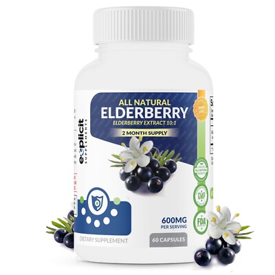 Natural Elderberry Supplement - Supports Immune System, Strong Antioxidant, 60ct