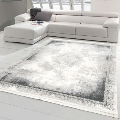Tapis en Laine oriental abstrait avec Franges - salon ou chambre à coucher - .. - Photo 1/4
