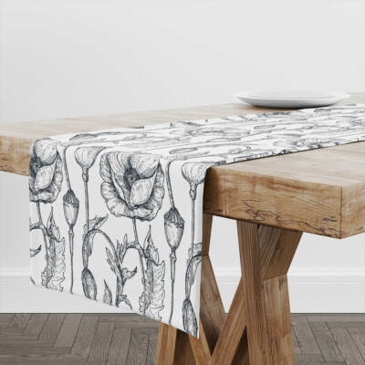 Tischläufer Mohnblumenfeld | einzigartiges Design Tischdekor | Made in EU
