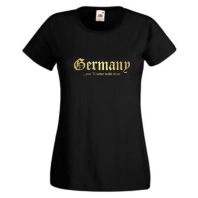 Damen T-Shirt Germany never walk alone Fanshirt Bedruckt XS-XXL (WMS10-02)