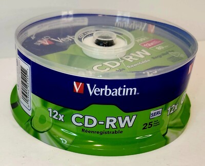 VERBATIM CD-RW 12X High Speed 25 PACK Branded 700MB 80 min NEW