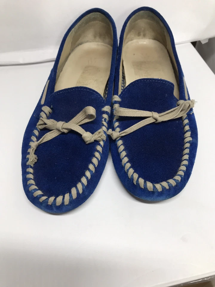 Vera Wang Mujer Azul Gamuza Sin Cordones Informales Mocasín Barco Zapatos Talla 61/2 M Foto 3 de 4