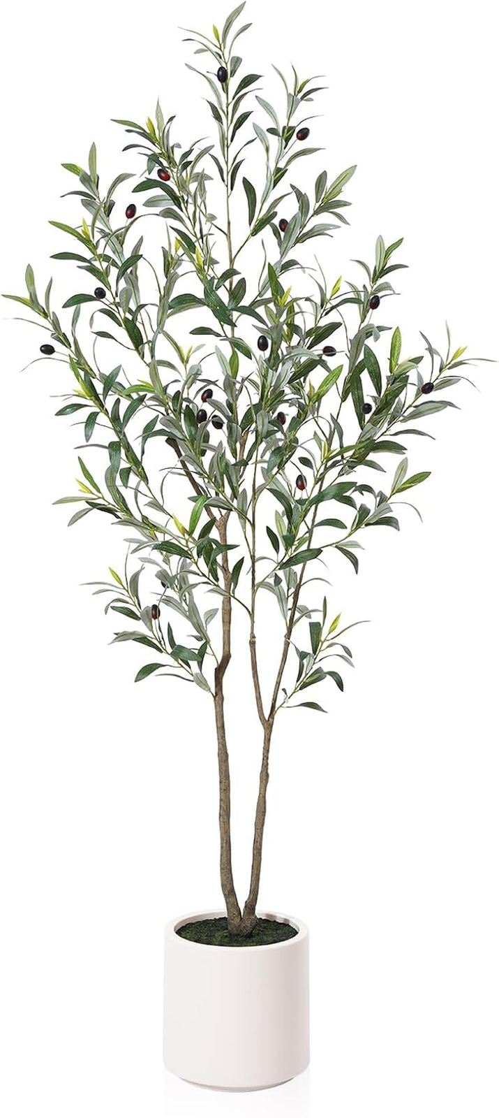 5FT Artificial Olive Tree – Faux Silk Olive Tree with White Planter for Indoor H