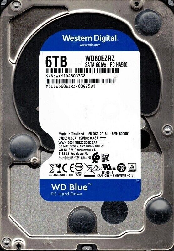 Disco Duro Wd Blue 6tb Hard Drive Western Digital WD60EZAZ 6TB HDD